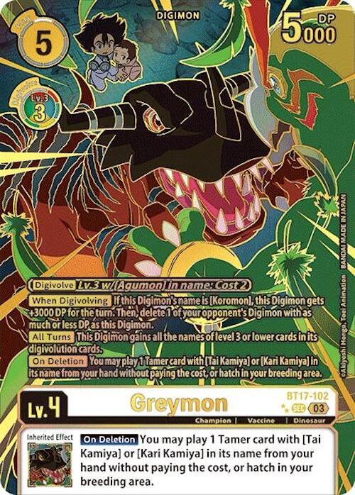 Greymon Left Textured digimon card