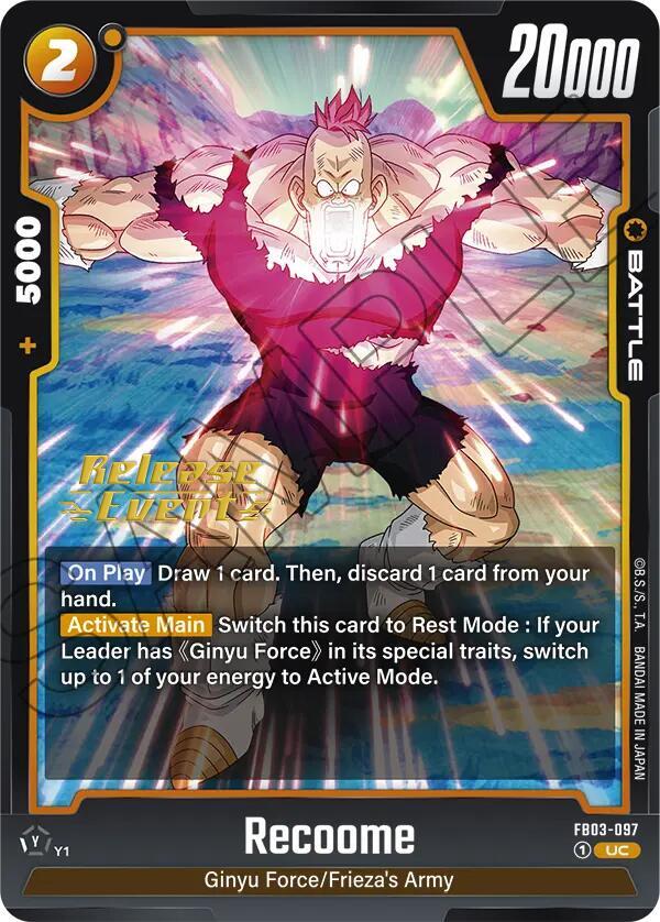 Recoome - Raging Roar Release Event Cards - Dragon Ball Super