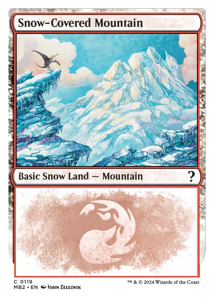 Snow-Covered Mountain (White Border) - Mystery Booster 2 - Magic