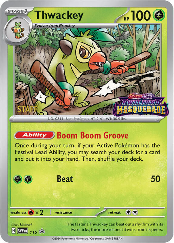 Thwackey - 115 (Prerelease) [Staff] 115 from SV: Scarlet & Violet Promo Cards