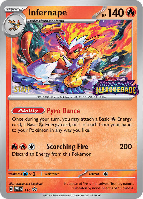 Infernape - 116 (Prerelease) [Staff] 116 from SV: Scarlet & Violet Promo Cards