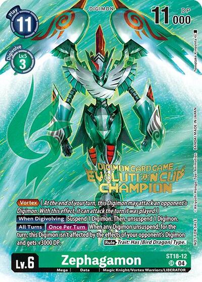 Zephagamon (August 2024 Evolution Cup Champion) Starter Deck 18: Guardian Vortex Promo Digimon card — value and price