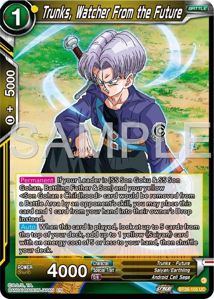 Trunks, Watcher From the Future #BT26-105 — Ultimate Advent Pre-Release Cards