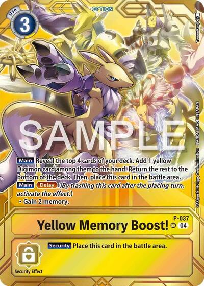 Yellow Memory Boost! - P-037 (Premium Card Collection - Memory Boost! Set) Digimon Promotion Cards card price