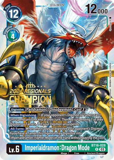 Imperialdramon: Dragon Mode (2024 Regionals Champion) Beginning Observer Promo Digimon card — value and price