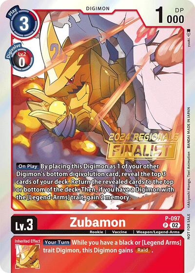 Zubamon - P-097 (2024 Regionals Finalist) Digimon Promotion Cards card price