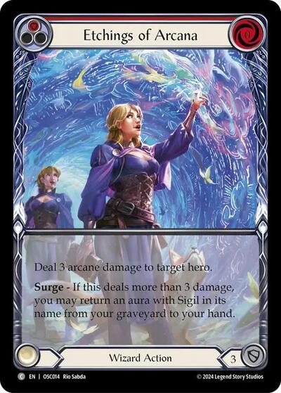 Etchings of Arcana (Red) Blitz Deck: Rosetta - Oscilio Common Flesh and Blood card — value and price