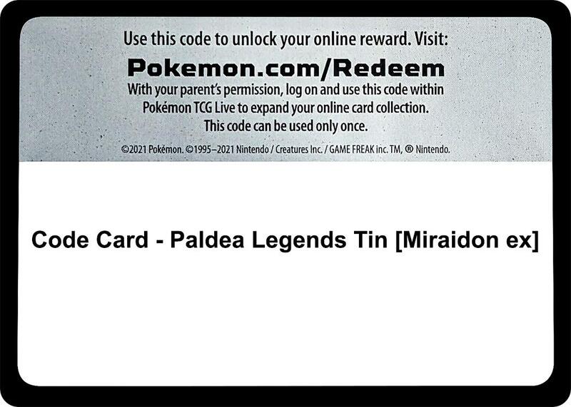 Code Card - Paldea Legends Tin [Miraidon ex]  from Miscellaneous Cards & Products