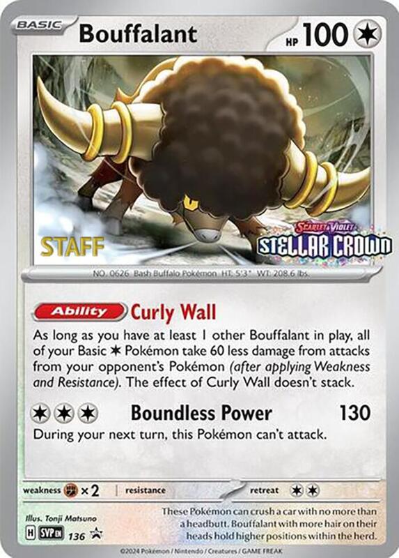 Bouffalant - 136 (Prerelease) [Staff] 136 from SV: Scarlet & Violet Promo Cards