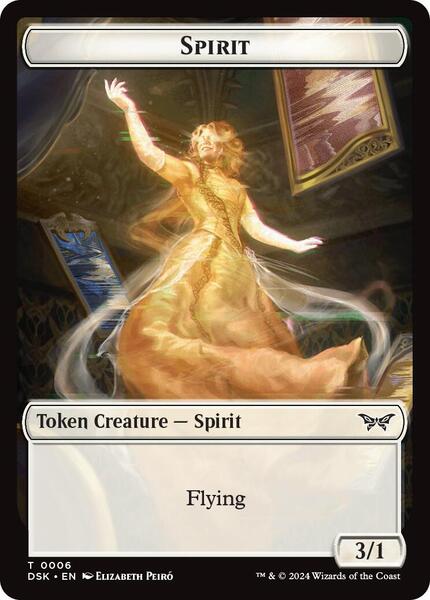 mtg spirit token cards (1/1 - Flying) by Jennifer L. Meyer illustrated by artist Lisa Hall Spirit token (#6) (3/1)