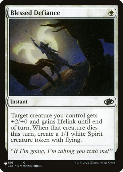 Blessed Defiance (The List) from PLST #J22-156, Magic: The Gathering card