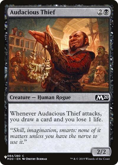 Audacious Thief (The List) from LIST #M20-84, Magic: The Gathering card