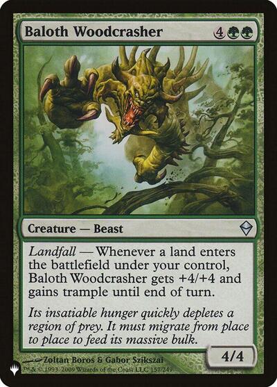 Baloth Woodcrasher (The List) from PLST #ZEN-157, Magic: The Gathering card