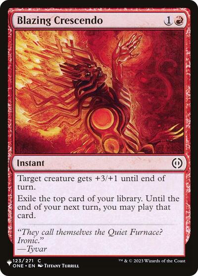 Blazing Crescendo (The List) from PLST #ONE-123, Magic: The Gathering card