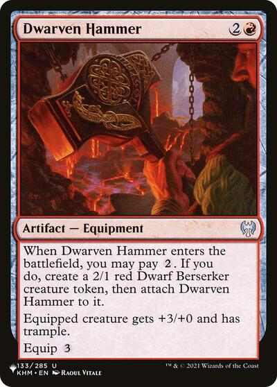 Dwarven Hammer (The List) from PLST #KHM-133, Magic: The Gathering card