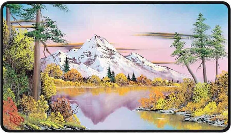 Bob Ross Black-Stitched Playmat - Mighty Mountain Lake - Ultra Pro