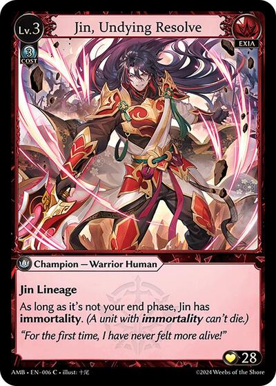 Jin, Undying Resolve card