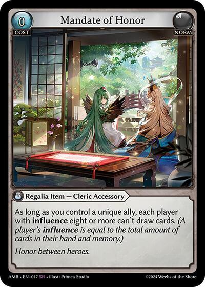 Mandate of Honor card