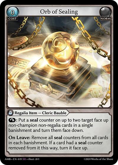 Orb of Sealing — Foil Mortal Ambition Super Rare Grand Archive card — value and price