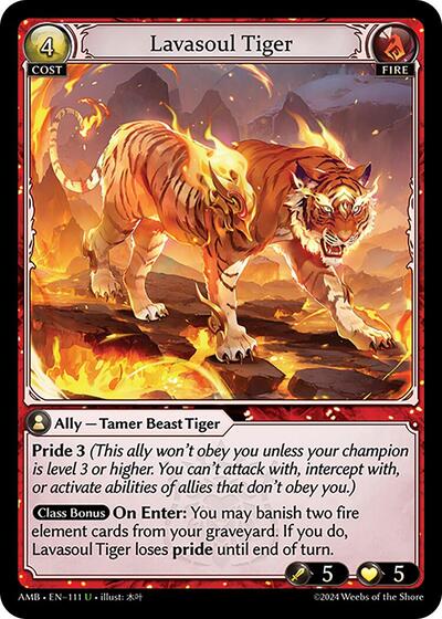Lavasoul Tiger — Foil Mortal Ambition Uncommon Grand Archive card — value and price