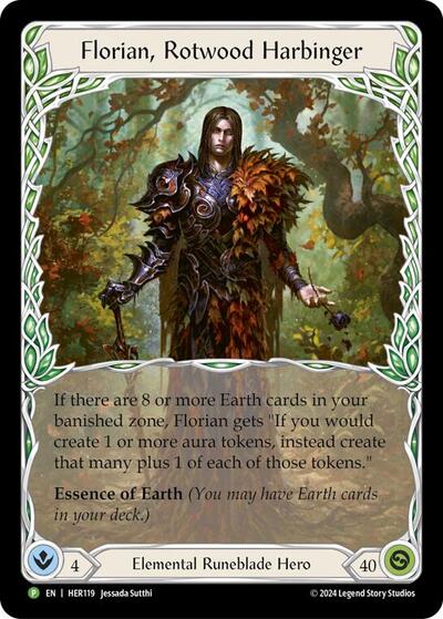 Florian, Rotwood Harbinger - HER119 Flesh and Blood: Promo Cards Promo Flesh and Blood card — value and price