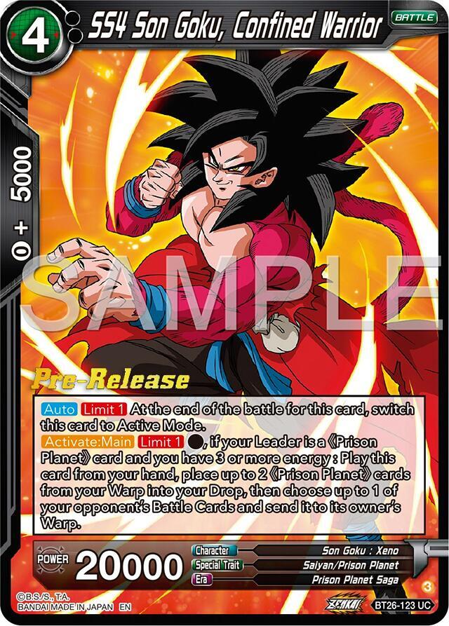SS4 Son Goku, Confined Warrior #BT26-123 — Ultimate Advent Pre-Release Cards