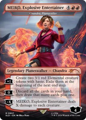 MEIKO, Explosive Entertainer - Chandra, Flamecaller (Rainbow Foil) #807 – Secret Lair Drop Series (Mythic)
