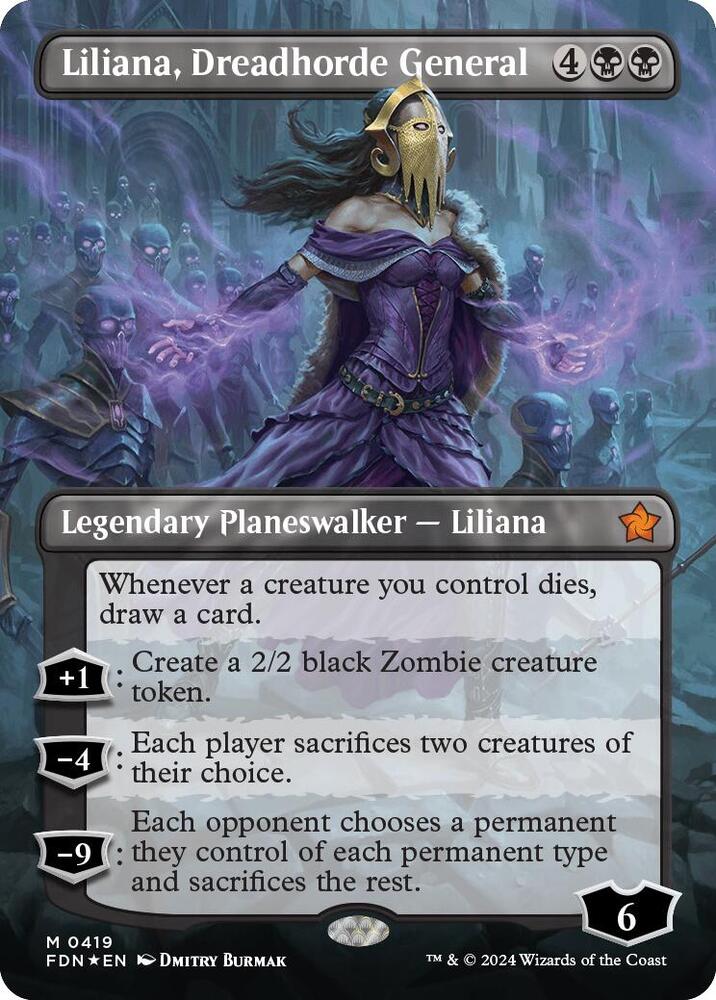 Liliana, Dreadhorde General (Borderless) (Mana Foil) - Foundations