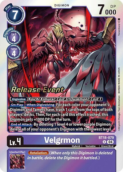Velgrmon BT18-079 R card