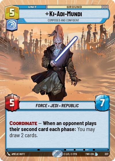 Ki-Adi-Mundi - Composed and Confident (Hyperspace) — Foil Twilight of the Republic Legendary Star Wars Unlimited card — value and price