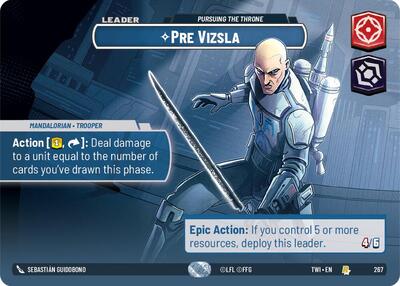 Pre Vizsla - Pursuing the Throne (Showcase) Twilight of the Republic Rare Star Wars Unlimited card — value and price