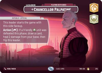 Chancellor Palpatine - Playing Both Sides (Showcase) Twilight of the Republic Rare Star Wars Unlimited card — value and price