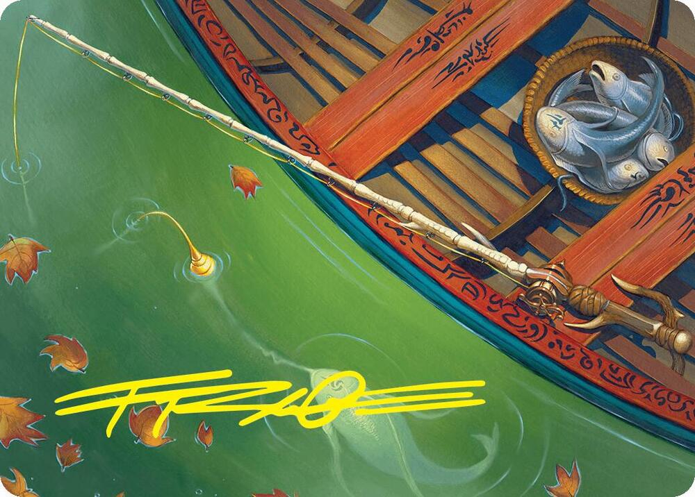 Fishing Pole Art Card (18/54) (Gold-Stamped Signature) - Art
