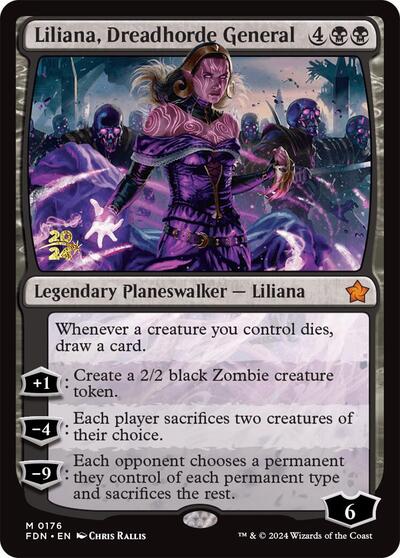 Liliana, Dreadhorde General (Prerelease, from FDN) from PRE #176s, Magic: The Gathering card