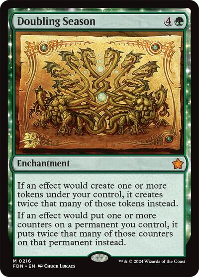 Doubling Season (Prerelease) from PFDN #216s, Magic: The Gathering card