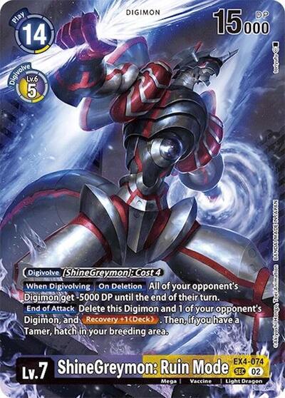 ShineGreymon: Ruin Mode (Alternate Art) Special Limited Set Secret Rare Digimon card — value and price