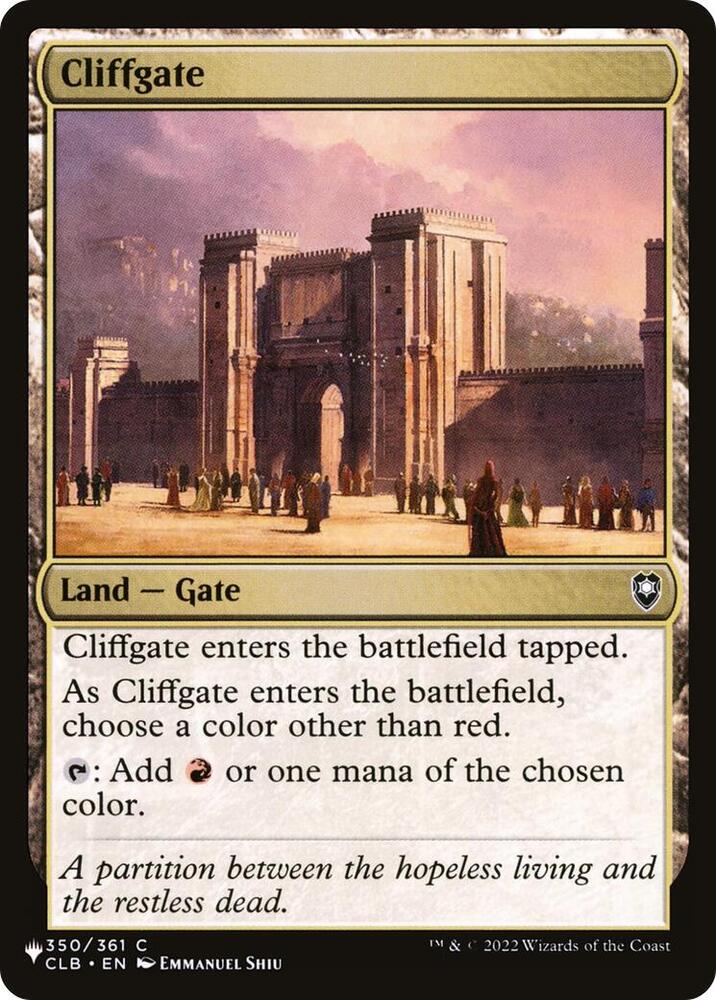 Cliffgate #CLB-350 — The List