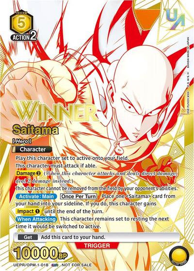 Saitama (018) (Winner) Union Arena Promotion Cards Union Rare Union Arena card — value and price