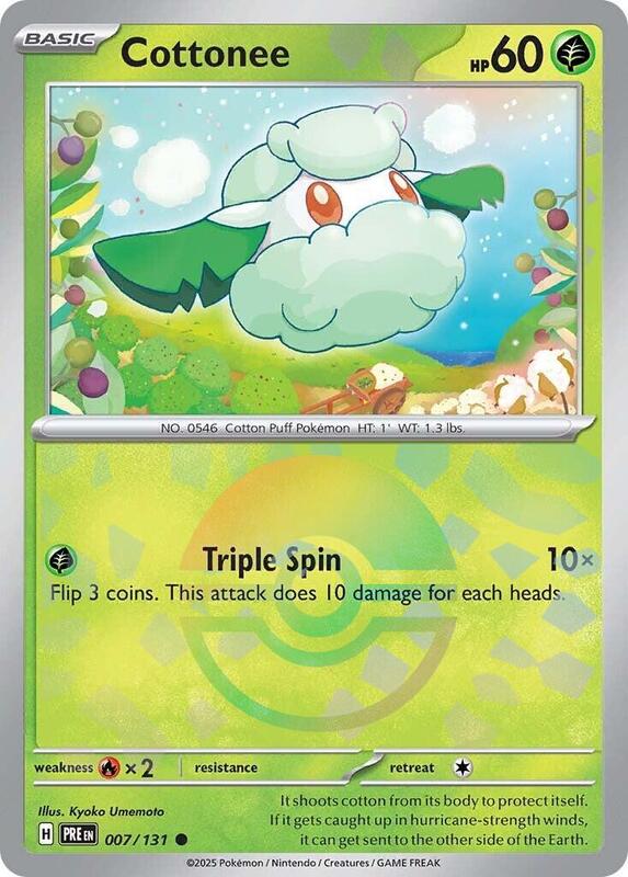 Cottonee (Poke Ball Pattern) 007/131 from SV: Prismatic Evolutions