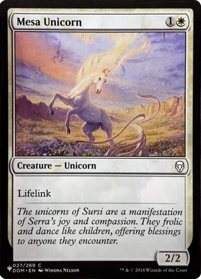 Mesa Unicorn (The List) from LIST #DOM-27, Magic: The Gathering card