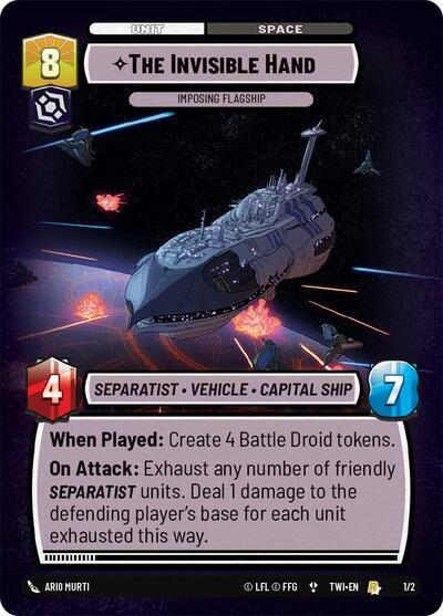 The Invisible Hand - Imposing Flagship Organized Play Promos Rare Star Wars Unlimited card — value and price
