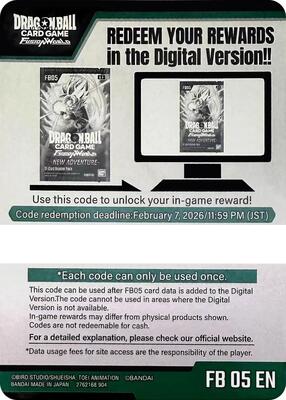 Code Card - New Adventure Booster (FB05)