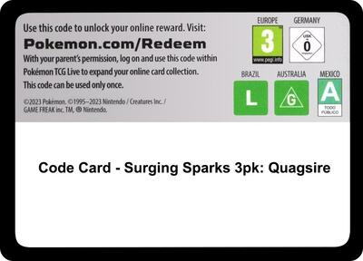 Code Card - Surging Sparks 3 Pack Blister [Quagsire]