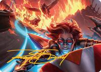 Outpace Oblivion Art Card (Gold-Stamped Signature) - Art Series: Aetherdrift - Magic: The Gathering card