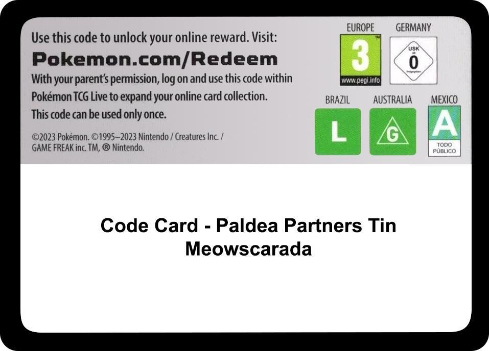 Code Card - Paldea Partners Tin (meowscarada)