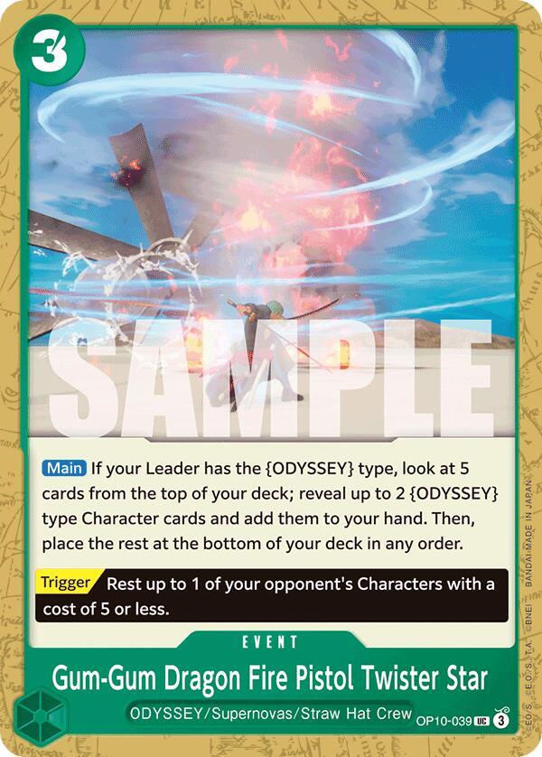 Gum Gum Dragon Fire Pistol Twister Star onepiece card