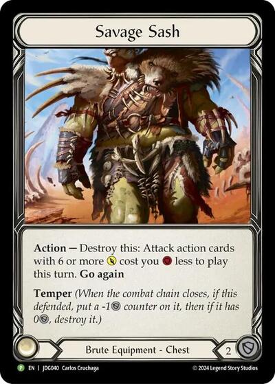 Savage Sash - JDG040 Flesh and Blood: Promo Cards Promo Flesh and Blood card — value and price