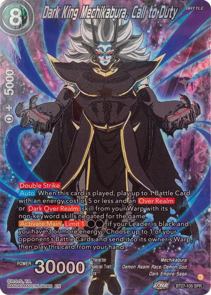 Dark King Mechikabura, Call to Duty (SPR) - History of Z - Dragon