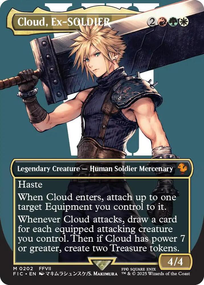 MTG FF 元ソルジャー、クラウド　ボーダーレス　　通常foil Cloud, Ex-SOLDIER (Borderless) - Commander: FINAL FANTASY