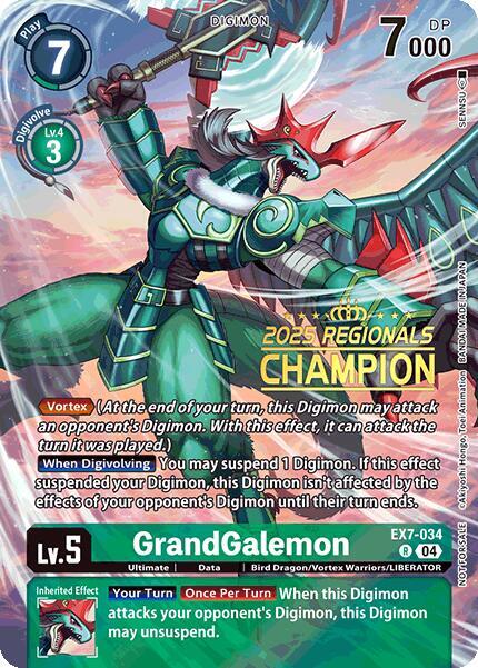 GrandGalemon 2025 Regionals Champion digimon card